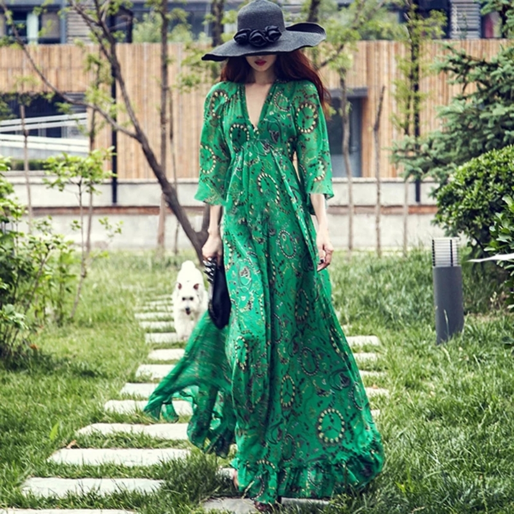 Green maxi dress